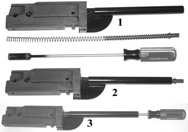 BROWNING MACHINE GUN BOLT DRIVING SPRING AND GUIDE ROD DISASSEMBLY ...