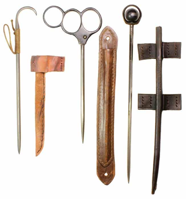 Secret weapons carried by WW2 spies including a garotte, dagger