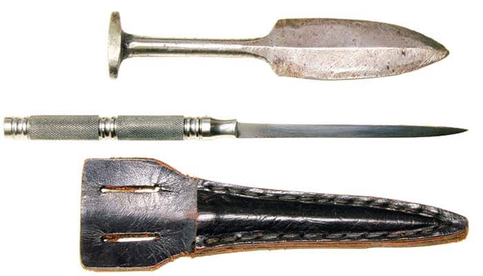 Secret weapons carried by WW2 spies including a garotte, dagger